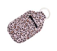 SOLUSTRE 4Pcs Neoprene Refillable Bottle Covers for Hand Sanitiser and Lip Gloss with Leopard Print Key Ring Pouch Suitable for Travel and Outdoor Activities
