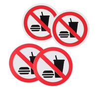 SOLUSTRE 4pcs No Food or Drinks Allowed Sticker Label Sign Eye-catching Design, PVC Self-Adhesive for Easy Application, High Visibility Warning Sign for Office and Factories Door