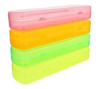 SOLUSTRE 4pcs Portable Toothbrush Cases Storage Box for Toothbrush and Toothpaste Organizer for Travel and Business Trips