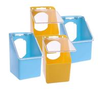 SOLUSTRE 4pcs Quail Cage Feeder and Bird Food Bowl Set for Finches and Doves, Strong and Sturdy Pp Material Hanging Feeders Suitable for Parrot Cage Feeding Station