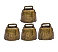 SOLUSTRE 4pcs Rust Resistant Loud Iron Cow Bells for Sporting Events, Vintage Small Noise Makers for Pets and Craft Decorations
