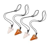 SOLUSTRE 4pcs Shark Tooth Pendant Necklace for Men, Adjustable Faux Bone Carving Resin and Cotton Thread Beach Style Jewelry, for Beach Outings and Travel