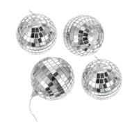 SOLUSTRE 4pcs Silver Mirror Balls Decorative Glass Spheres with Bright Reflection for Musical Festivals and Dance Floors Classic Design Party Decor