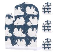 SOLUSTRE 4pcs Toddler Kids Oven Mitts Cute Bear Heat Resistant Microwave Gloves Non-Slip Insulated Kitchen Mitts For Safe Cooking