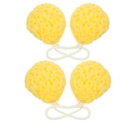 SOLUSTRE 4pcs Ultra-Soft Exfoliating Honeycomb Bath Sponge for Gentle Cleansing and Easy Cleaning Structure, Vibrant Yellow Body Shower Scrubber Suitable for Spa Level Softness at Home