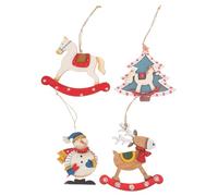 SOLUSTRE 4pcs Vintage Christmas Tree Pendants - Wooden Snowman Reindeer Hanging Ornaments Tags Crafts Wooden Sign Xmas Tree Ornaments for Holiday Party Supplies