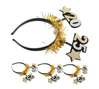 SOLUSTRE 4pcs Year Headbands Comfortable Holiday Party Hair Hoops Festive Star Bopper Accessories for Year's Eve Celebrations and Photo Props