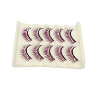 SOLUSTRE 5 Pairs Thick Exaggerated False Eyelashes with Diamond Accent for Dance Performance Purple Dramatic Strip Lashes for Stage Makeup Long Dense Colored Fake Lashes