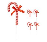 SOLUSTRE 5 Pcs Striped Bow Cane Christmas Tree Decorations Festive Holiday Display Ornaments for Mall Window and Home Easy Insert DIY Xmas Tree Cane Toppers with Construction and Stylish