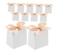 SOLUSTRE 50 Sets Mini White Candy Boxes with Gold Ribbon Small European Style Favor Boxes for Wedding Birthday Party Treats Desserts and Gift Packaging