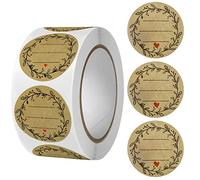 SOLUSTRE 500pcs Decorative Seal Stickers Stickers Kraft Paper Roll Easy to Peel Off Convenient to Use Khaki Colour Highlights The Personality for DIY and Handicraft Workshops