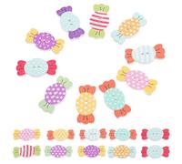 SOLUSTRE 50pcs Candy Shaped Wooden Buttons for Craft Sewing with Smooth Finish and Easy to Sew, for Handmade Crafts and Crochet Projects