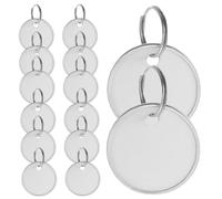 SOLUSTRE 50pcs Heavy Duty Keyring Tags with Metal Split Rings Writable Double-Sided Ink Absorbent Labels for Luggage Keys Pets Office and Memory Stick Identification