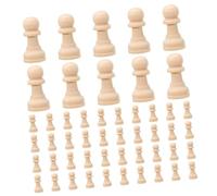 SOLUSTRE 50pcs Unfinished Wooden Chess Pieces DIY Craft Smooth Classic Game Adornments for Painting and Replacement Portable Educational Decor for Board Games