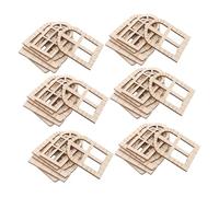 SOLUSTRE 50pcs Unpainted Miniature Fairy Door and Window Set Wooden DIY Craft Decor Accessories for Dollhouse Fairy Garden Model Making Compact Lightweight Easy to Install Natural Whimsical