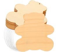 SOLUSTRE 50pcs Wood Chip Embryo Bear Shaped Graffiti Chips Unfinished DIY Wooden Slices for Crafts Boys and Girls Students Hand-Painted Decorative Slices Wood Boards for DIY