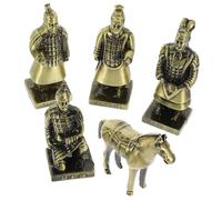 SOLUSTRE 5pcs Alloy Craft Terracotta Warriors Figurines Vintage Desktop Sculptures Retro Decoration for Home Office Car Display