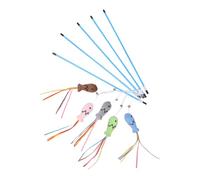 SOLUSTRE 5pcs Cat Wand with Fish Shape and Rainbow Streamers, Plastic and Plush Material, Includes Bells and Tassels, Stimulating Sound for Indoor Cats and Kittens to Promote Healthy