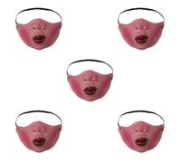 SOLUSTRE 5pcs Half Face Latex Masks with Realistic Nose and Red Lips Creepy Halloween Cosplay Props for Prank Games and Party Dress-up