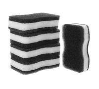 SOLUSTRE 5pcs Heavy Duty Multi Function Cleaning Sponges for Kitchen Dishwashing Non Scratch Three Absorbent Scrub Pads for Pots Cutting Boards and Tools Black