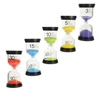 SOLUSTRE 5pcs Hourglass Timer for Tooth Brushing with Assorted Colours, Abs Material, Reusable and Easy to Operate Classic-shaped Sand Timer Set for Birthday and Daily Use