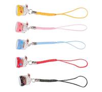 SOLUSTRE 5pcs Lucky Cat Keychain Pendant Set with Copper Bell, Lightweight and Compact Mobile Phone Charms for Decoration, Lovely Fortune Cat Style for Wallets and Bags Color
