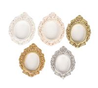 SOLUSTRE 5pcs Mini Vintage Resin Picture Frames Antique Style Micro Landscape Photo Display Elegant Resin Material with Assorted White Matte Gold Glitter Gold Silver and Textured White