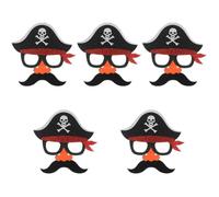 SOLUSTRE 5pcs Pirate Eyeglass Mask with Beard Nose Decor, Reusable Felt and Pe Material, Chic and Delicate Design for Carnivals and Night Club Costume Parties