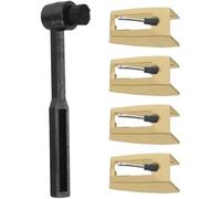 SOLUSTRE 5pcs Red Gem Turntable Needle Replacement for Vintage Record Player Stylus with Aluminum Rod and Cleaning Brush - Compatible Phonograph Record Pin Set for Vinyl Turntable Playback