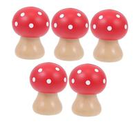 SOLUSTRE 5Pcs Red Vintage Mushroom Head Wooden Photo Card Clips Desktop Note Clamps Holder for Office Wedding Memo Display and Creative Decoration