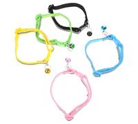 SOLUSTRE 5pcs Reflective Nylon Cat Collars with Bell, Adjustable Wear-resistant Pet Collars for Cats and Dogs, Multi-color Set for Outdoor and Household Use