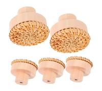 SOLUSTRE 5pcs Rustic Rattan Wall Hooks Round Design Coat Hangers Multi Functional for Indoor Outdoor Use Home Office Store Decor