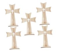 SOLUSTRE 5pcs Wooden Standing Cross Decor Set for Home Chapel and Church Artistic Catholic Tiered Tray Sculptures for Easter and Communion Versatile Religious Craft Collection