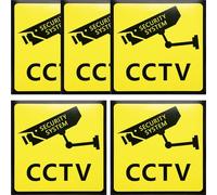 SOLUSTRE 5pcs Yellow Cctv Security Camera Warning Sticker with Strong Adhesion, Easy to Apply Adhesive Sign for Outdoor Use in Place Where There Are Cctv Cameras