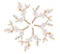SOLUSTRE 5pcs Zinc Alloy Flower Branch Accessories with Imitation Pearls Elegant White Flower Branch Style Sturdy and Not Easy to Wear for Mini Landscape Model and Hair Dress