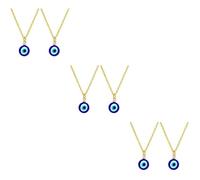 SOLUSTRE 6 Pcs Stylish Blue Eye Pendant with 1 Gold Plating and Glaze, Creative Cool Design to Ward off Negative Energy, Unisex Fashion Neck Chain for Women and Men