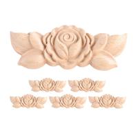 SOLUSTRE 6 Pcs Woodcarving Decal Unpainted Solid Wood Carved Applique Small Corner Flower for Furniture Cabinet Door Decor, Easy Installation with Versatile Use in Studies