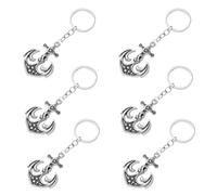 SOLUSTRE 6pcs Anchor Keychain Pendant Zinc Alloy Metal Key Rings Creative Nautical Theme Style Easy to Use Key Holder for Pirate Party Supplies and Wedding Souvenirs
