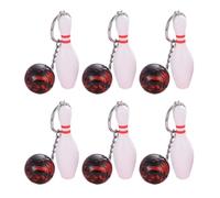 SOLUSTRE 6pcs Bowling Keyring Set with Lovey Shape Plastic Pendant Premium Craftsmanship and Beautiful Colour for Decorating Bags and Mobile Phones for Graduation Ceremony Or Random Color