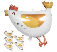 SOLUSTRE 6pcs Chick Balloons Adorable Aluminum Foil Farm Animal Decorations for Birthday Shower Parties Effortless Inflation Charming Design for Indoor Outdoor Celebrations
