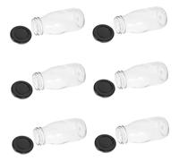 SOLUSTRE 6pcs Glass Juice Bottles with Sealable Lids Leakproof Milk Containers for Refrigerator Portable Drinking Bottles for Milk Yogurt Storage and Outdoor Use