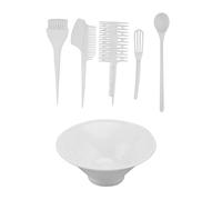 SOLUSTRE 6pcs Hair Coloring Kit Set with Hair Dye Comb Brush and Bowl Plastic Material Easy to Hold Convenient to Use for Professional Salon Hairdressing