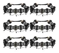 SOLUSTRE 6pcs Halloween Gothic Style Lace Headband with Artificial Diamond and Pearl Garland, Easy to Use Black Queen Hairband for Halloween and Entertainment Park Decoration