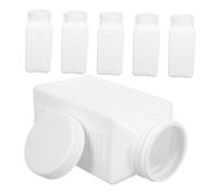 SOLUSTRE 6pcs Hdpe Plastic Rectangle Bottles with Caps Chemical Resistant Wide Mouth Lab Containers for Liquid Storage Airtight Seal Square Reagent Bottles for Laboratory Use