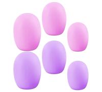 SOLUSTRE 6pcs Makeup Brush Protective Covers Set Dustproof Silicone Brush Storage Holders in Light Purple and Pink