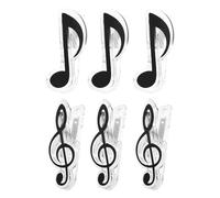 SOLUSTRE 6pcs Music Note Clips Score Holder Sheet Clip Set Black Treble Clef and Eighth Note Music Book Page Holders for Musicians and Students