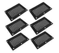 SOLUSTRE 6pcs Oxford Pencil Bags Three Hole File Folder Large Capacity Stationery Pouches Black for Office School B5 Document Storage