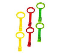 SOLUSTRE 6pcs Pull Ring Stand Up Rings for Crib Walking Assistant Safe and Sturdy Design for Red Yellow Green Each
