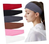 SOLUSTRE 6pcs Sweat Headband Cotton Athletic Headbands for Women Unisex Stable Hold Breathable Wide Sports Bands for Gym Workout with Enduring Quality and Cheerful Style