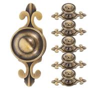SOLUSTRE 6pcs Vintage Brass Cabinet Knobs with Backplate, Single Hole Round Drawer Pulls for Kitchen and Storage Spaces, Easy Installation with Smooth Operation, Elegant European Design